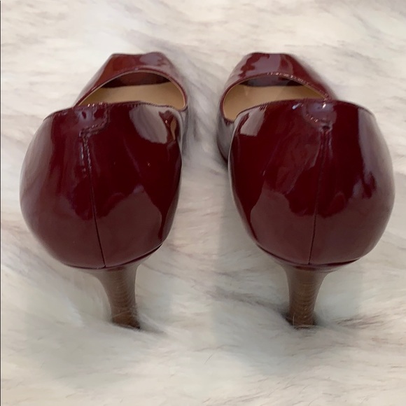 🍒Cole Haan Nike Air Cherry Red Peep Toe Pumps EUC - Picture 5 of 6